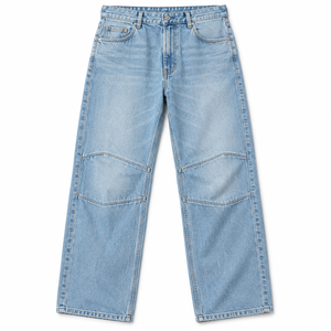 Jean cargo gris clair avec poches à rabat latérales, coupe fuselée, en denim, style utilitaire, décontracté, streetwear, mode, vente en gros, fournisseur personnalisé - Product Image 5