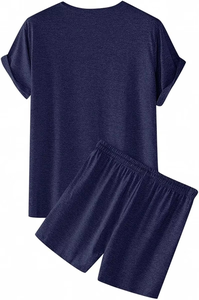 Wholesale Custom Men Cotton Jogging Sportswear Tracksuit <b>Set</b> Summer Gym T Shirt and Shorts Two Piece Outfit OEM Manufacturer - Product Image 2