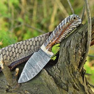 Couteau de camping artisanal en acier inoxydable OEM, lame fixe de qualité industrielle à pointe tombante, couteau utilitaire d'extérieur avec manche en résine de haute qualité - Product Image 1