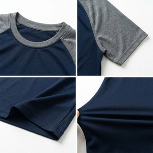 T-shirt décontracté à manches raglan, design sportif avec manches contrastées, pour homme et femme, col rond, manches courtes, respirant - Product Image 6