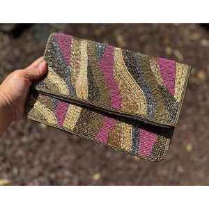 Bolso de cuentas indio hecho a mano, colorido, de lujo, artesanal étnico, con asa de baguette de cuentas de cristal, duradero, estilo moderno, bolso casual premium - Product Image 3