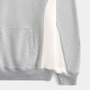 Sweat-shirt à capuche surdimensionné personnalisé en tissu épais, avec empiècements latéraux bicolores, style vintage, fermeture éclair, pour homme, avec logo personnalisé - Product Image 4