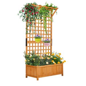 Fioriera da Giardino in Metallo Alta 72 Pollici con Traliccio Elegante e Recinzione, Vaso per Piante e Cancelli - Product Image 6