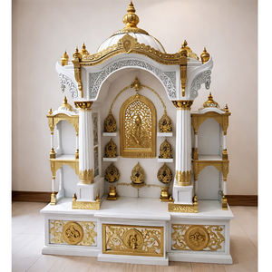 Temple de Luxe en Bois de Teck Sculpté, Design Haveli, Personnalisé pour la Maison, Salle de Prière Moderne, Durable, Prix Usine Professionnel - Product Image 1