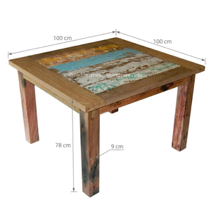 DIVADI Dining TableJava Style KD <b>Leg</b> Square Model Reclaimed Boat Wood Sustainable Design Eco-Friendly For Indoor and Outdoor - Product Image 2