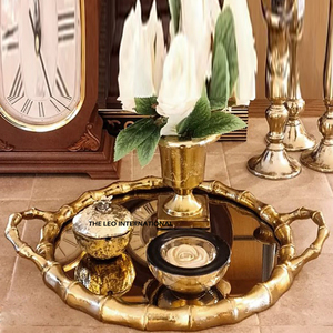 Assiettes rondes classiques en émail noir, design luxueux et unique, élégant et créatif, imprimé branche d'arbre orange, plateau - Product Image 5