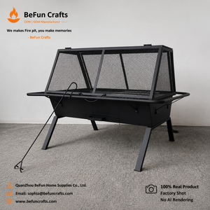 Brasero de Leña para Exteriores de Acero con Pantalla Antichispas, Parrilla de Cocina, Palo para Leña, para Jardín y Camping, Fabricante OEM ODM - Product Image 2