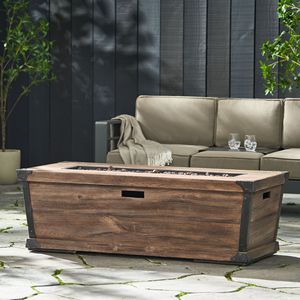 Pozzo del fuoco a Gas rettangolare da 56 pollici per esterno con motivo in legno 50,000 coperchio del serbatoio marrone del tavolo da fuoco in cemento non incluso - Product Image 5