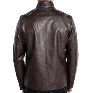 Blouson Moto Décontracté Marron en PU Respirant pour Homme Tombola Sports, Col Montant, Fermeture Éclair, Coupe Slim, Longueur Standard, Vêtement d'Hiver - Product Image 5