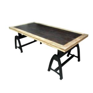 Mesa de Comedor Industrial de Madera de Mango Maciza Hecha a Mano, Mesa de Cocina Rectangular Grande para 6 Personas con Metal Negro Rústico de 200 cm - Product Image 5