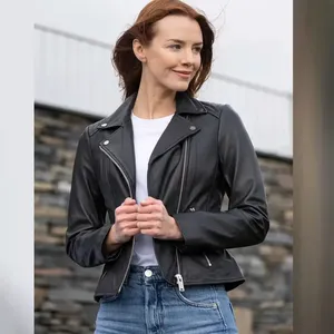Veste en cuir PU sur mesure grande taille pour femme, veste coupe-vent en cuir pour femme, manteau pour femme - Product Image 5