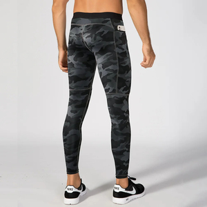 Leggings de compression pour hommes, taille élastique, extensibles, pour l'entraînement, la course et la gym, vente en gros - Product Image 4