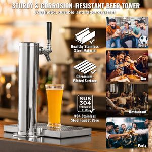 Dispenser per Birra a Torre Singola in Acciaio Inossidabile con Doppio Manometro CGA320, Kit di Conversione per Kegerator Domestico - Product Image 5