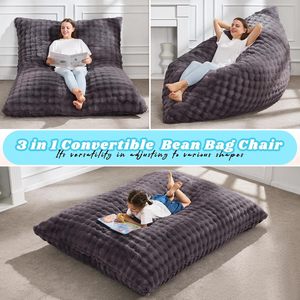 Fauteuil relaxant en forme de pouf en mousse à mémoire de forme, fausse fourrure, style décontracté, Vietnam Bean Bag MD02 pour salon et chambre à coucher - Product Image 3