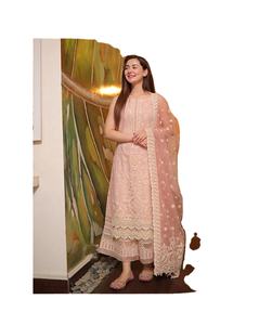 Indien pakistanais dernière pelouse brodée Saree Salwar Kameez fête de mariage formelle vente chaude soie coton robe lin matériel - Product Image 1