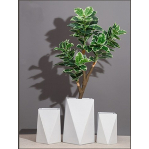 Juego de Macetas Geométricas Blancas Minimalistas de Resina para Escritorio Interior con Exhibición de Plantas Verdes - Product Image 3