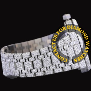 Latest Design Arabic Numerals Glass Round Dial White Dial Moissanite Diamond Unique Features Sterling Silver Hip Hop Watch - Product Image 5