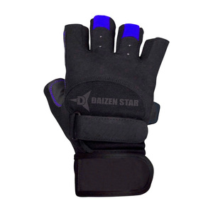 Daizen Star Half Finger Lightweight Fitness <b>Gloves</b> Mesh Pull-On Closure Adjustable Wrist Strap Black Red for <b>Weight</b> Lifting Gym - Product Image 5