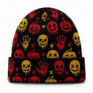 Custom Halloween Beanies Knitted Acrylic Skull Beanie Hats Horror Funky <b>Winter</b> <b>Caps</b> for Men Women - Product Image 6