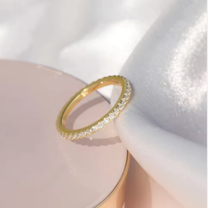 Anillo de Eternidad de Oro Blanco de 18K con Diamante Cultivado en Laboratorio, Corte Brillante Redondo, Anillo de Compromiso Moderno para Unisex - Product Image 3