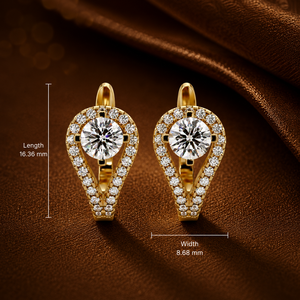 Hermosos Pendientes de Aro con Halo de Diamantes Cultivados en Laboratorio, Corte Redondo, Oro Puro de 14k, Cierre de Palanca, Regalo de Aniversario, Joyería de Compromiso - Product Image 3