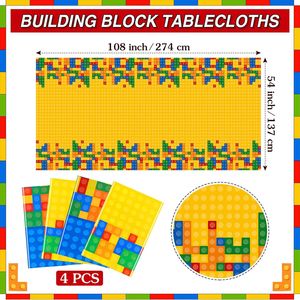 4 tovaglie colorate a blocchi da costruzione, stoviglie per feste e decorazioni per compleanni - Product Image 2