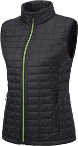Chaleco acolchado negro sin mangas para mujer con cuello alto y cierre de cremallera para el invierno, ropa informal cálida - Product Image 2