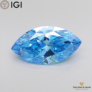Diamante Cultivado en Laboratorio con Certificado IGI, Claridad VS1, Color Azul Intenso, Corte Marquesa, 1.50 Quilates, para Anillo de Uso Diario - Product Image 1