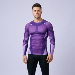 Custom Long Sleeve Men Compression Shirt Tight Athletic Base Layer Gym Training Running Sports Fitness Quick Dry Top ODM - Product Image 3