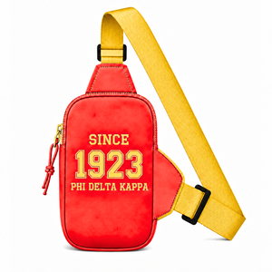 Sac banane personnalisé NSPDK Sorority avec logo brodé, fermeture éclair rouge et or sur le devant, usage quotidien décontracté pour femme - Product Image 3
