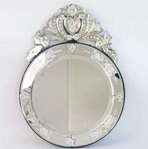 Miroir rond vintage orné de style vénitien en verre de Murano, miroir mural biseauté - Product Image 3