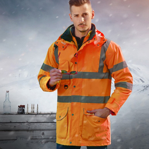 Chaqueta de Seguridad Impermeable de Alta Visibilidad, Reflectante, Color Naranja, Ropa de Trabajo, Ropa Protectora para la Construcción, Equipo de Protección Personal Resistente para Hombre - Product Image 6