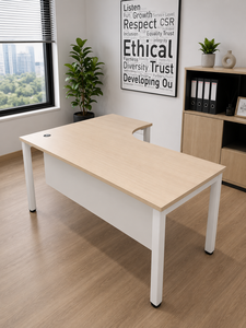 L Shape Conference <b>Table</b> Metal Legs MDF Surface Modern <b>Office</b> Furniture for Home <b>Office</b> and Commercial Use - Product Image 1