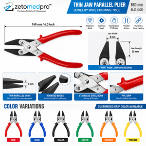 Pince à mâchoires fines parallèles en acier inoxydable avec poignée en PVC, outil de formage de fil pour bijoux, 160 mm (6,3 pouces) ZetomedPro - Product Image 5