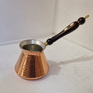 Handmade Hammered Copper Turkish Coffee Pot Cezve with Wooden Handle Traditional Ibrik <b>Arabic</b> Greek Coffee Maker 500ml - Product Image 2