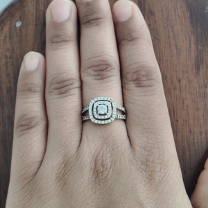 Namivaa Bague de fiançailles en or rose 18 carats avec halo taille coussin pour femme, double alliance vintage, bague de promesse de mariage, bijoux fins - Product Image 5