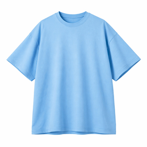 เสื้อยืดผู้ชายไซส์ใหญ่ สีน้ำเงินล้วน ผ้าฝ้าย แขนสั้น คอกลม ลำลอง ผ้าเจอร์ซีย์ถัก ย้อมสีพื้น ทรงปกติ - Product Image 1