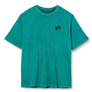 เสื้อยืดผู้ชายใส่หน้าร้อน ผ้าฝ้าย 100% ล้างสีแบบแอซิดวอช แฟชั่นสีพื้น ทรงหลวม พิมพ์ลาย ล้างสีแบบแอซิดวอช - Product Image 1