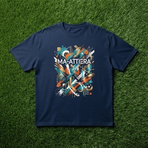 T-shirt pour homme bleu marine à imprimé graphique abstrait, col rond, manches courtes, coupe décontractée, streetwear décontracté - Product Image 6