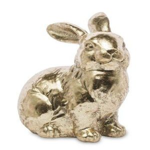 Contemporary aluminium bunny <b>statue</b> artistic wildlife sculpture metallic decorative feature for elegant living interiors - Product Image 1