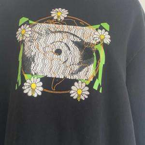 Sweat à capuche Vitriol Med. Fleece surdimensionné 100% coton, double face, avec motif brodé Jamison Daisy Skull, style Punk Skater Grunge - Product Image 4