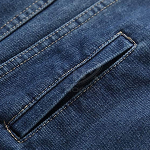<b>Men's</b> Denim <b>Jacket</b> Solid Color Stand Collar Washed Cotton Casual Autumn Regular Fit Single Breasted Button Closure - Product Image 4