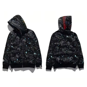 Sudadera con Capucha para Mujer, Estampado Espacial, Manga Larga, Tejido de Poliéster, Estilo Urbano, Casual de Otoño, Diseño con Cierre Frontal - Product Image 3
