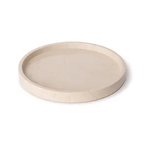 Plateau de service rond en marbre beige, fait main, moderne, résistant au feu, décoratif pour la cuisine, le salon, la villa, revêtement mural - Product Image 5