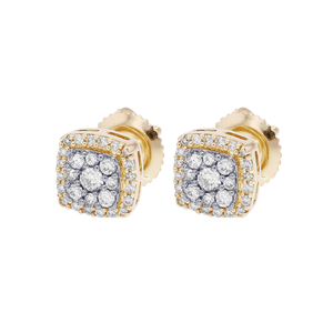0.30 Ct Natural Brilliant Cut Diamond Square Cluster <b>Stud</b> <b>Earrings</b> 10k Solid Gold Minimalist Luxury Women Gift Party Wedding - Product Image 2