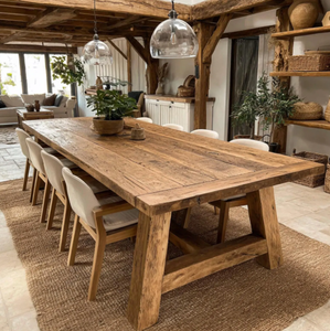 Table à manger élégante en bois massif carrée, moderne, faite à la main, écologique, meubles de cuisine sur mesure pour hôtel, villa, au meilleur prix - Product Image 1