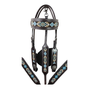 Manaal Enterprises - Juego de cabezada y pechera de cuero genuino premium con hebilla ajustable, modelo 05, para equitación western - Product Image 6