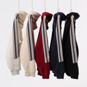 Haute qualité 380gsm 60% coton 40% Polyester automne automne hiver mode surdimensionné rayé manches raglan pull à capuche pour hommes - Product Image 4