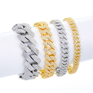 Hip Hop Crushed Iced Out 925 Silver Jewelry Moissanite Diamond Cuban Chain Bracelet - Product Image 1