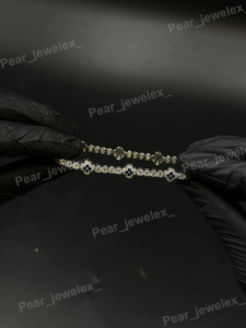 Pulsera de Trébol de la Suerte Personalizada Iced Out, Cadena de Tenis de Flor de Plata 925 con Moissanita VVS, Estilo Hip Hop, Alta Calidad - Product Image 2